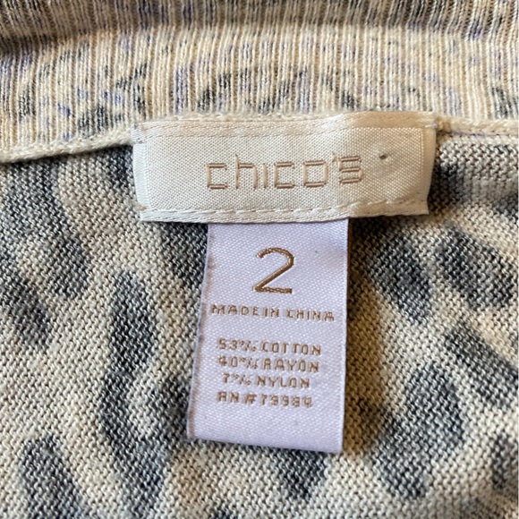 Women’s Chico’s Open Sweater Cardigan Leopard Purple Paisley Sz 2 Large - Picture 6 of 10